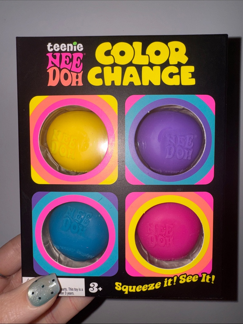 Teenie Nee Doh Color Change Squeeze Balls — Yellow, Purple, Blue, Pink